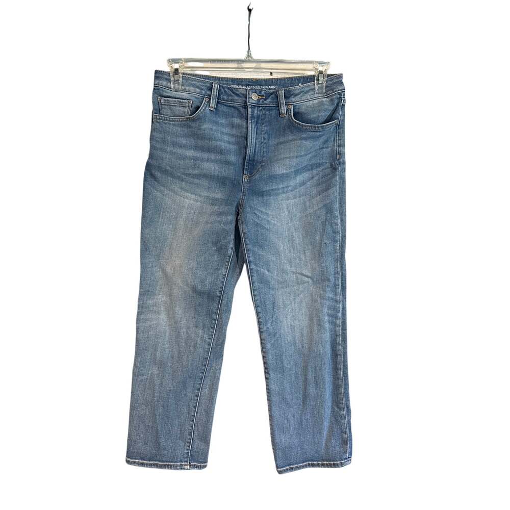 Chico’s High Rise Straight Leg Crop Jeans Women’s Medium Wash Stretch Denim